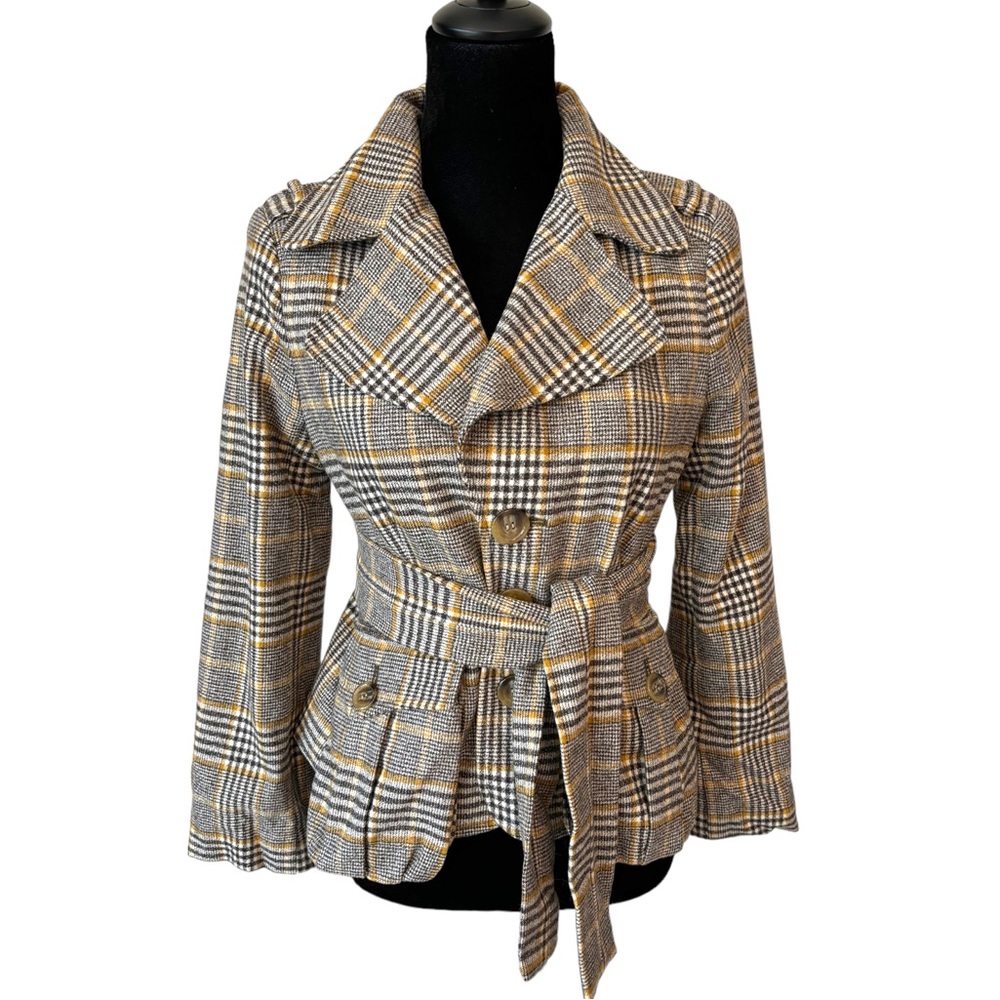 Alvin Valley Plaid Belted Jacket 34 XS